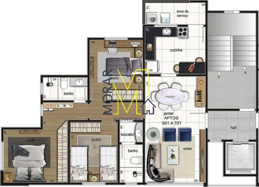 Foto 7 de Apartamento com 3 quartos à venda, 79m2 em Rio Branco, Belo Horizonte - MG