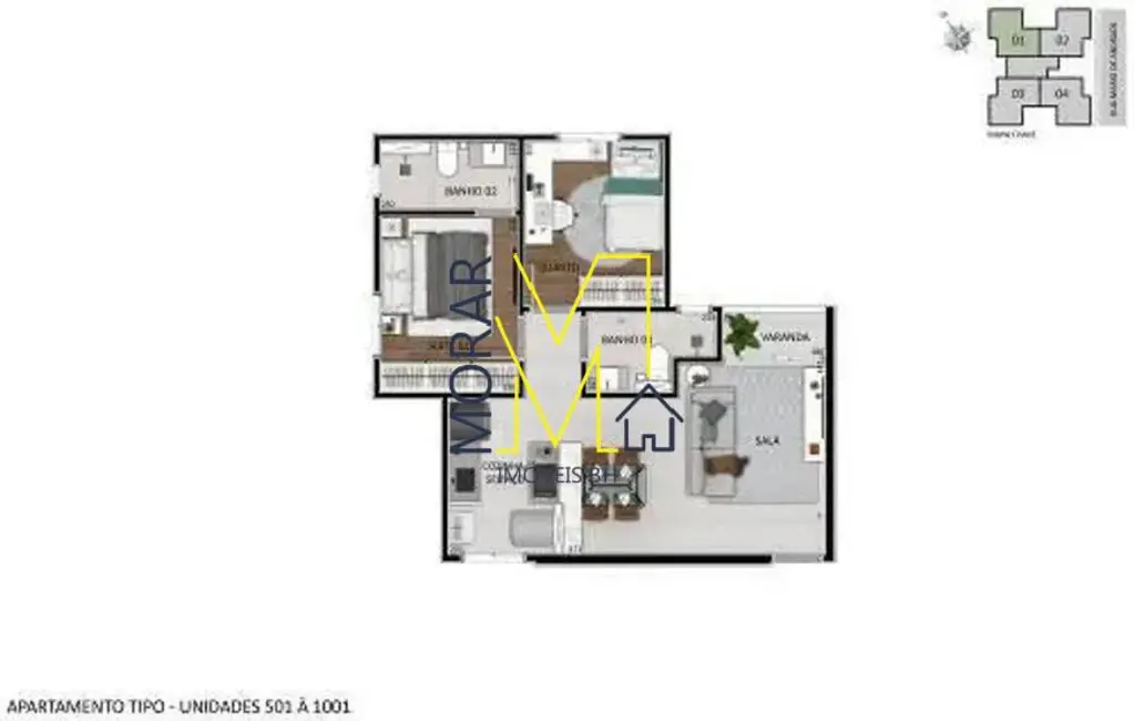 Foto 9 de Apartamento com 2 quartos à venda, 53m2 em Santa Branca, Belo Horizonte - MG