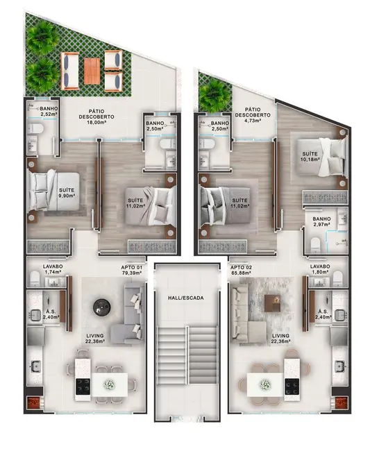 Foto 8 de Apartamento com 2 quartos à venda, 60m2 em Rio Pequeno, Camboriu - SC