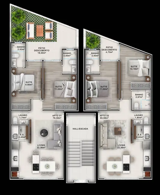Foto 3 de Apartamento com 2 quartos à venda, 60m2 em Rio Pequeno, Camboriu - SC