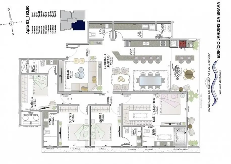 Foto 3 de Apartamento com 4 quartos à venda, 129m2 em Itajai - SC