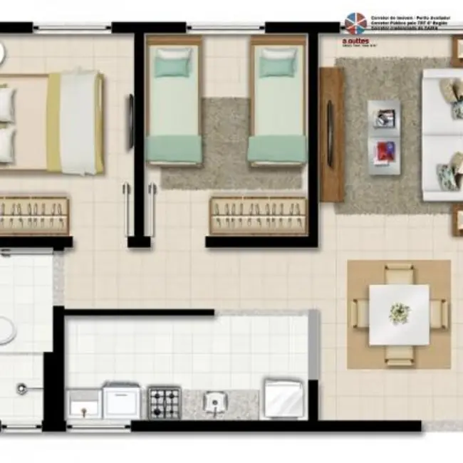 Apartamento com 3 quartos à venda, 63m2 em Maria Farinha, Paulista - PE - imagem 3 Foto 3 de Apartamento com 3 quartos à venda, 63m2 em Maria Farinha, Paulista - PE