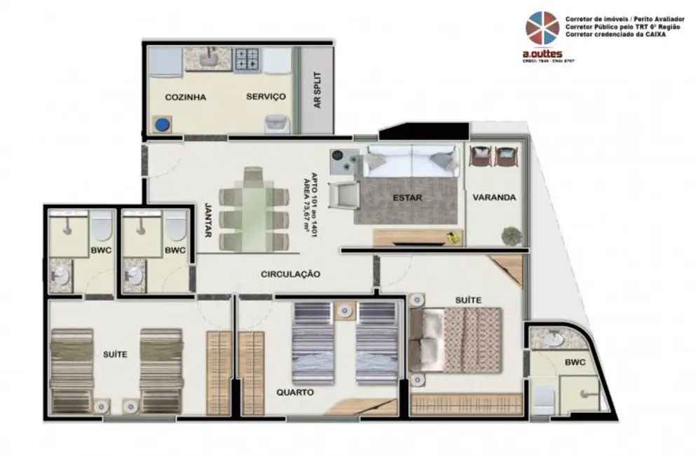 Apartamento com 3 quartos à venda, 72m2 em Piedade, Jaboatao Dos Guararapes - PE - imagem 6 Foto 6 de Apartamento com 3 quartos à venda, 72m2 em Piedade, Jaboatao Dos Guararapes - PE