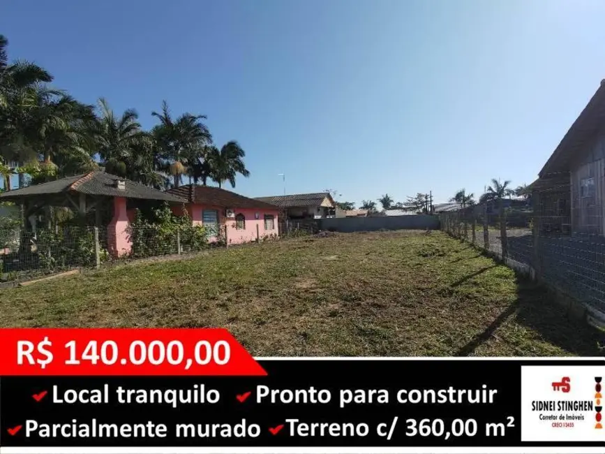 Foto 1 de Terreno / Lote à venda, 360m2 em Balneario Barra Do Sul - SC