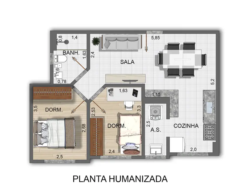 Apartamento com 2 quartos à venda, 51m2 em Pocos De Caldas - MG - imagem 4 Foto 4 de Apartamento com 2 quartos à venda, 51m2 em Pocos De Caldas - MG