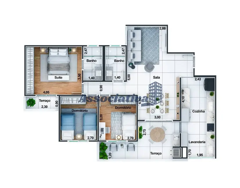 Foto 8 de Apartamento com 3 quartos à venda em Centro, Taubate - SP