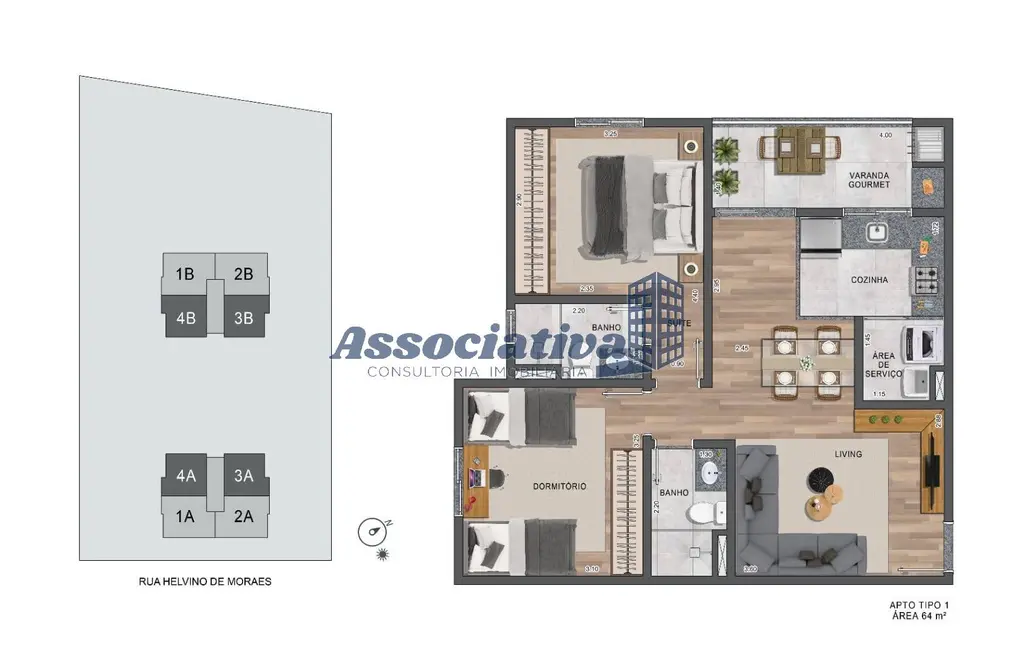 Foto 6 de Apartamento com 2 quartos à venda, 75m2 em Vila São José, Taubate - SP
