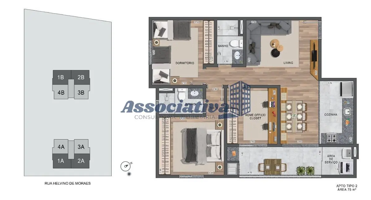 Foto 5 de Apartamento com 2 quartos à venda, 75m2 em Vila São José, Taubate - SP