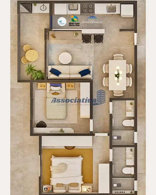 Foto 3 de Apartamento com 2 quartos à venda, 64m2 em Residencial Portal da Mantiqueira, Taubate - SP