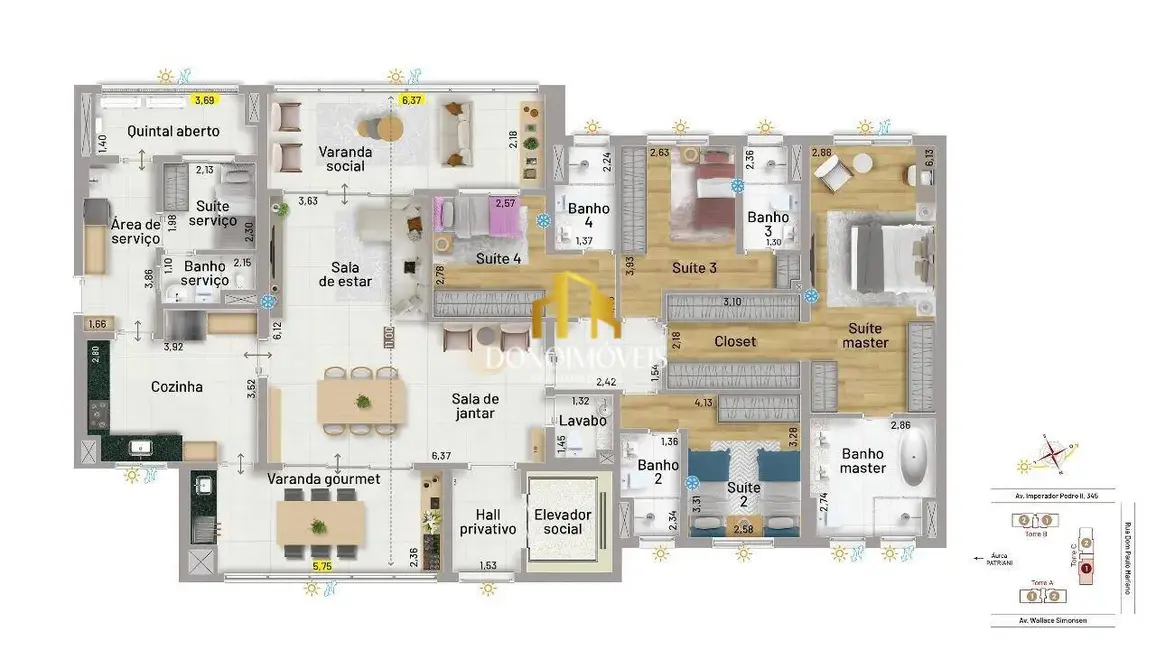 Apartamento com 4 quartos à venda, 203m2 em Nova Petrópolis, Sao Bernardo Do Campo - SP - imagem 2 Foto 2 de Apartamento com 4 quartos à venda, 203m2 em Nova Petrópolis, Sao Bernardo Do Campo - SP