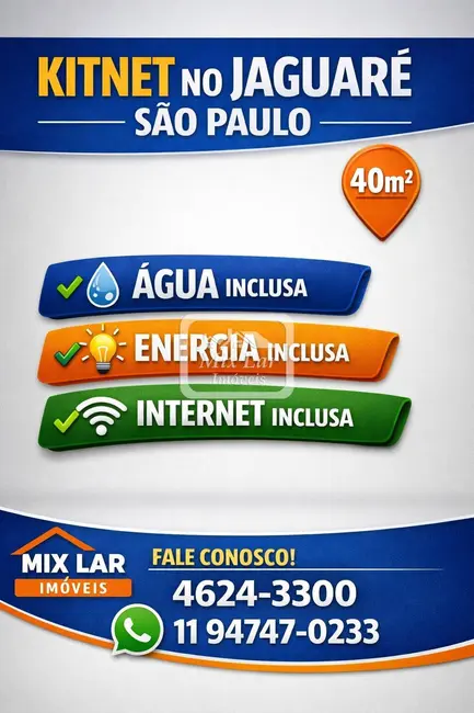 Foto 1 de Kitnet com 1 quarto para alugar, 40m2 em Vila Lageado, São Paulo - SP