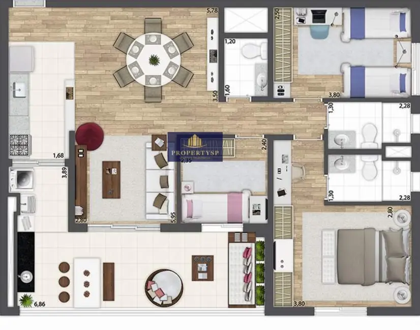 Apartamento com 3 quartos à venda, 96m2 em Vila Andrade, São Paulo - SP - imagem 6 Foto 6 de Apartamento com 3 quartos à venda, 96m2 em Vila Andrade, São Paulo - SP