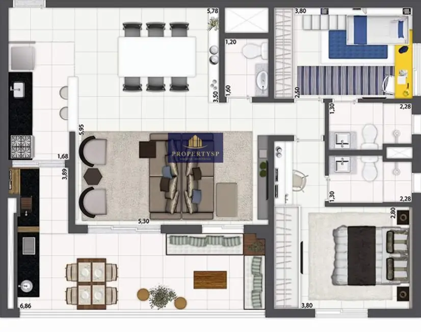 Apartamento com 3 quartos à venda, 96m2 em Vila Andrade, São Paulo - SP - imagem 5 Foto 5 de Apartamento com 3 quartos à venda, 96m2 em Vila Andrade, São Paulo - SP