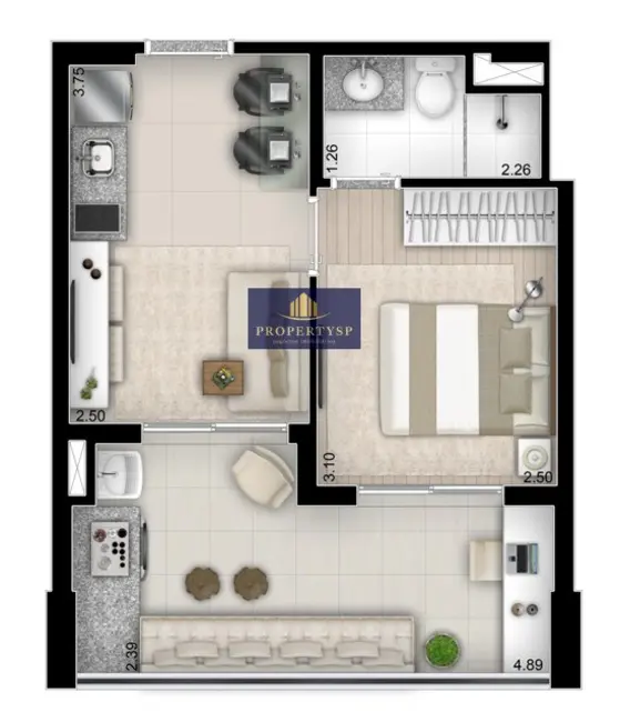 Apartamento com 1 quarto à venda, 36m2 em Santa Cecília, São Paulo - SP - imagem 4 Foto 4 de Apartamento com 1 quarto à venda, 36m2 em Santa Cecília, São Paulo - SP