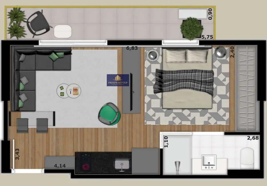 Apartamento com 1 quarto à venda, 32m2 em Santo Amaro, São Paulo - SP - imagem 8 Foto 8 de Apartamento com 1 quarto à venda, 32m2 em Santo Amaro, São Paulo - SP