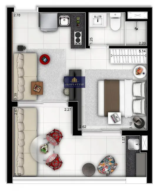 Apartamento com 1 quarto à venda, 36m2 em Bela Vista, São Paulo - SP - imagem 8 Foto 8 de Apartamento com 1 quarto à venda, 36m2 em Bela Vista, São Paulo - SP