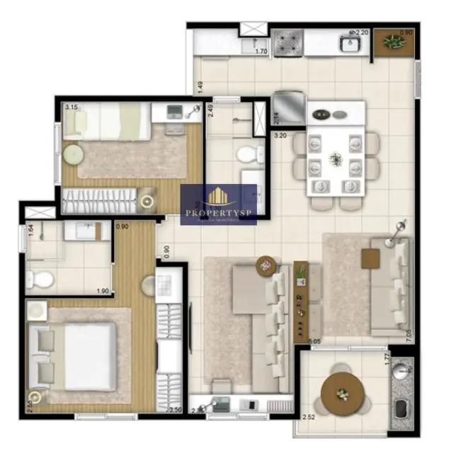 Apartamento com 3 quartos à venda, 72m2 em Vila Polopoli, São Paulo - SP - imagem 5 Foto 5 de Apartamento com 3 quartos à venda, 72m2 em Vila Polopoli, São Paulo - SP