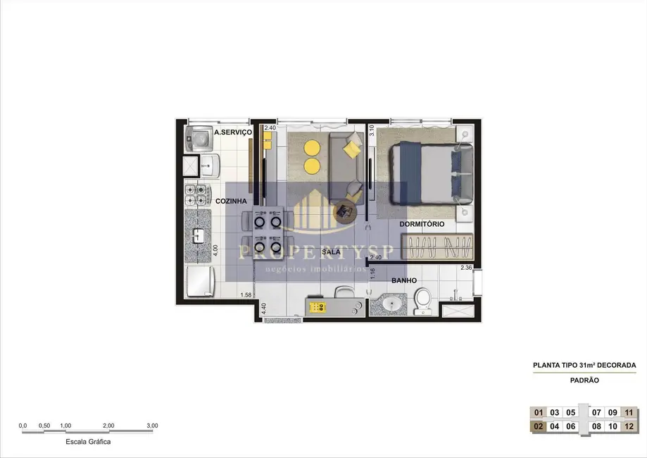 Apartamento com 1 quarto à venda, 31m2 em Água Branca, São Paulo - SP - imagem 3 Foto 3 de Apartamento com 1 quarto à venda, 31m2 em Água Branca, São Paulo - SP