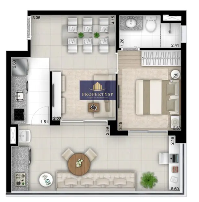 Apartamento com 1 quarto à venda, 50m2 em Santa Cecília, São Paulo - SP - imagem 4 Foto 4 de Apartamento com 1 quarto à venda, 50m2 em Santa Cecília, São Paulo - SP