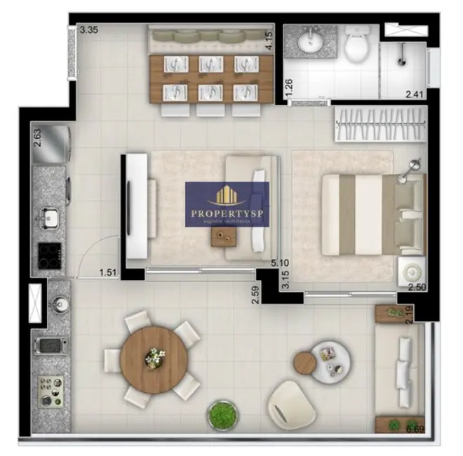 Apartamento com 1 quarto à venda, 50m2 em Santa Cecília, São Paulo - SP - imagem 5 Foto 5 de Apartamento com 1 quarto à venda, 50m2 em Santa Cecília, São Paulo - SP