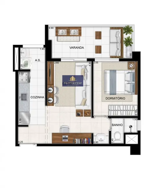 Apartamento com 1 quarto à venda, 47m2 em Jardim Santo Amaro, São Paulo - SP - imagem 4 Foto 4 de Apartamento com 1 quarto à venda, 47m2 em Jardim Santo Amaro, São Paulo - SP