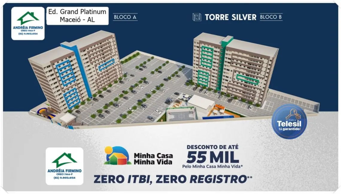 Foto 1 de Apartamento com 2 quartos à venda, 54m2 em Cidade Universitária, Maceio - AL