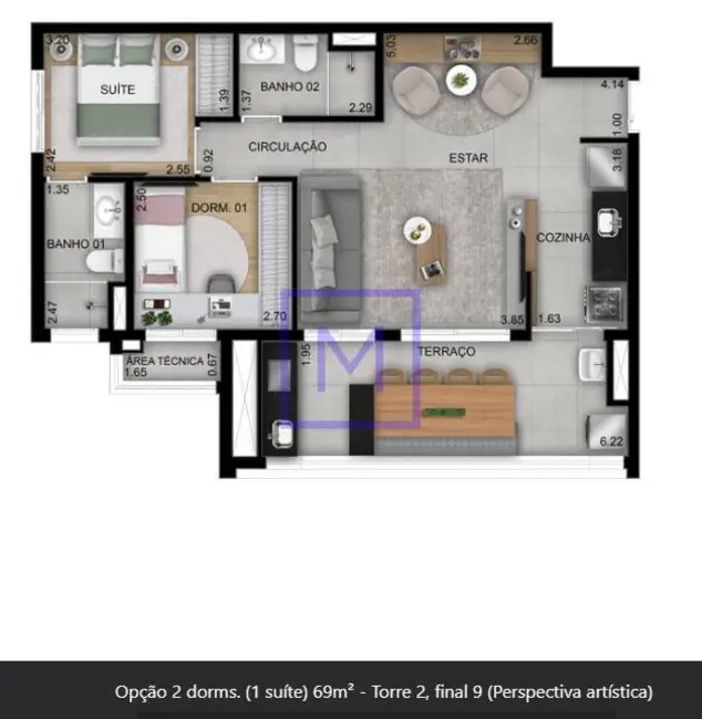 Foto 4 de Apartamento com 2 quartos à venda, 48m2 em Vila Guilhermina, São Paulo - SP