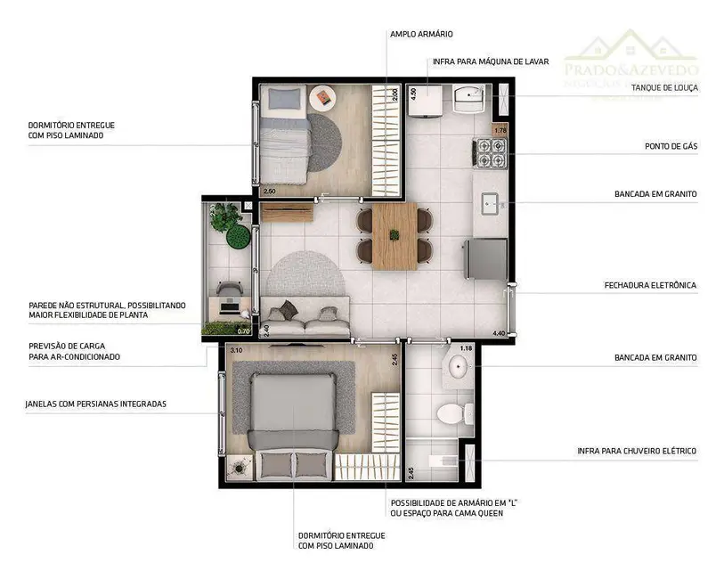 Foto 8 de Apartamento com 2 quartos para alugar, 36m2 em Vila Sônia, São Paulo - SP