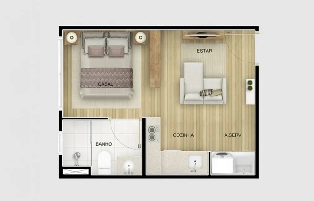 Foto 2 de Apartamento com 1 quarto à venda, 24m2 em Itanhaem - SP