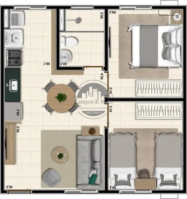 Apartamento com 2 quartos à venda, 43m2 em Campos Ville, Araraquara - SP - imagem 6 Foto 6 de Apartamento com 2 quartos à venda, 43m2 em Campos Ville, Araraquara - SP