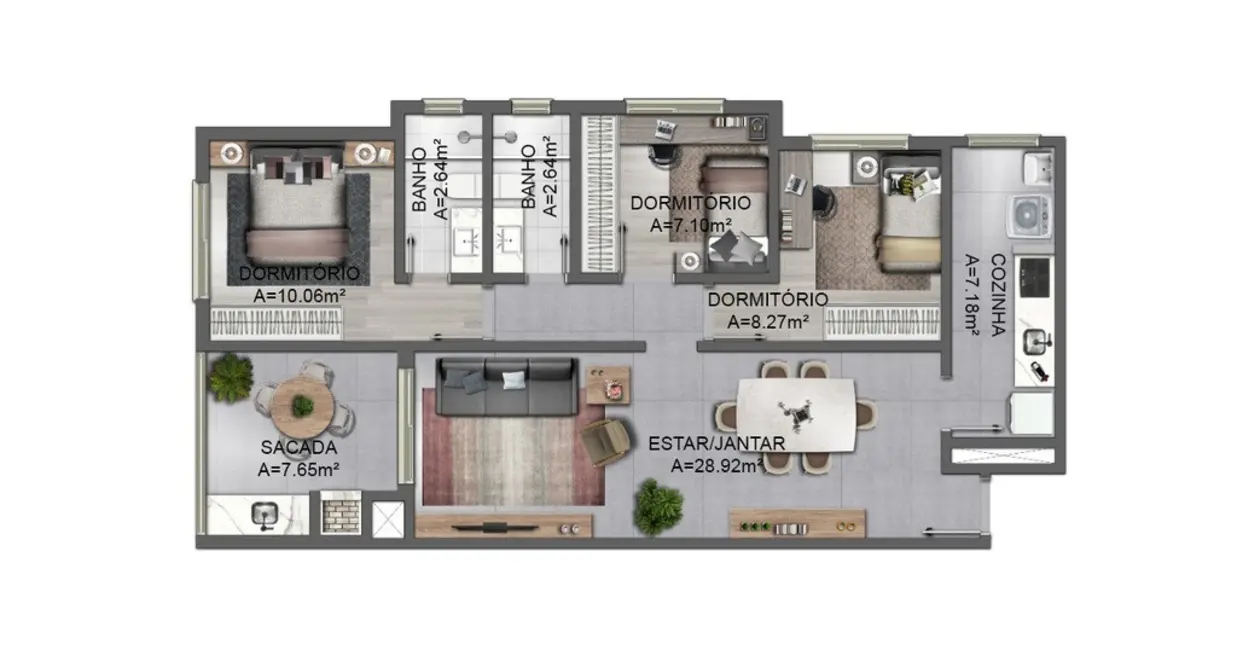 Apartamento com 3 quartos à venda, 85m2 em Bela Vista, Porto Alegre - RS - imagem 8 Foto 8 de Apartamento com 3 quartos à venda, 85m2 em Bela Vista, Porto Alegre - RS