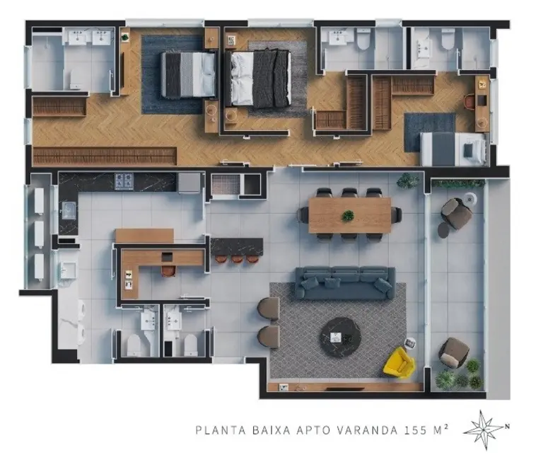 Apartamento com 3 quartos à venda, 155m2 em Menino Deus, Porto Alegre - RS - imagem 7 Foto 7 de Apartamento com 3 quartos à venda, 155m2 em Menino Deus, Porto Alegre - RS