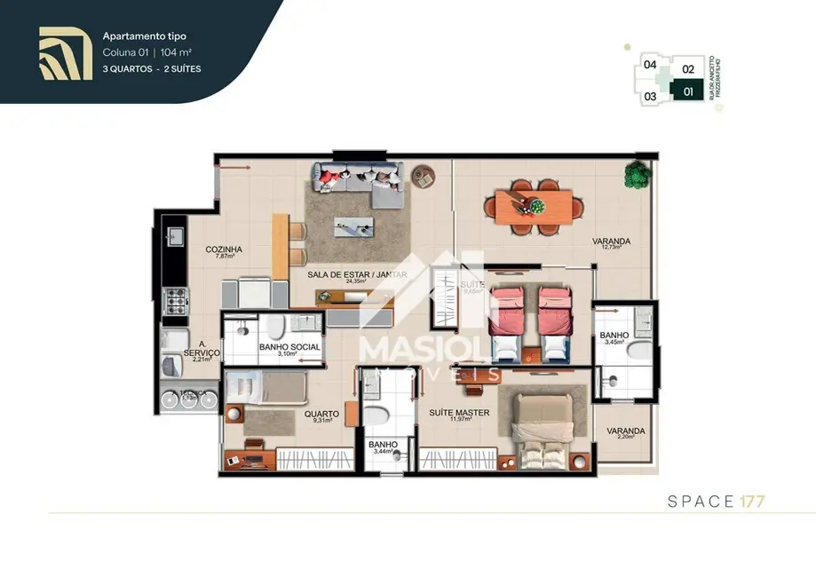 Apartamento com 3 quartos à venda, 150m2 em Praia de Itaparica, Vila Velha - ES - imagem 8 Foto 8 de Apartamento com 3 quartos à venda, 150m2 em Praia de Itaparica, Vila Velha - ES