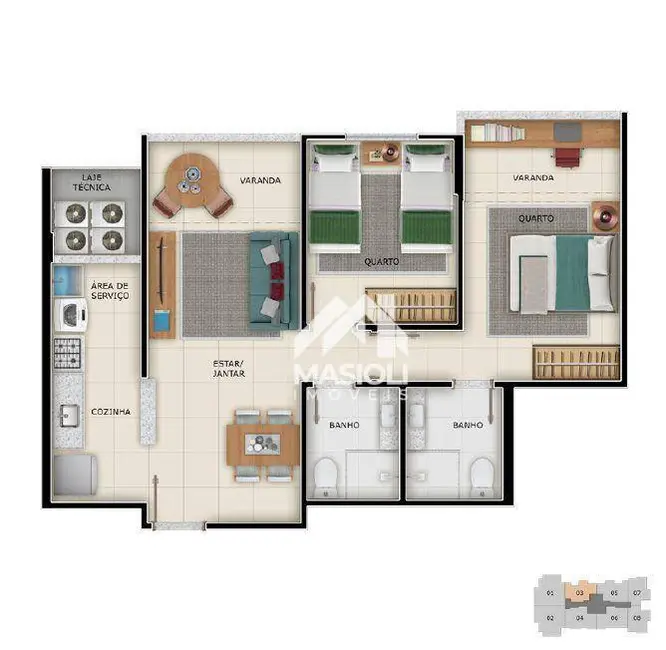 Apartamento com 2 quartos à venda, 58m2 em Vila Velha - ES - imagem 2 Foto 2 de Apartamento com 2 quartos à venda, 58m2 em Vila Velha - ES