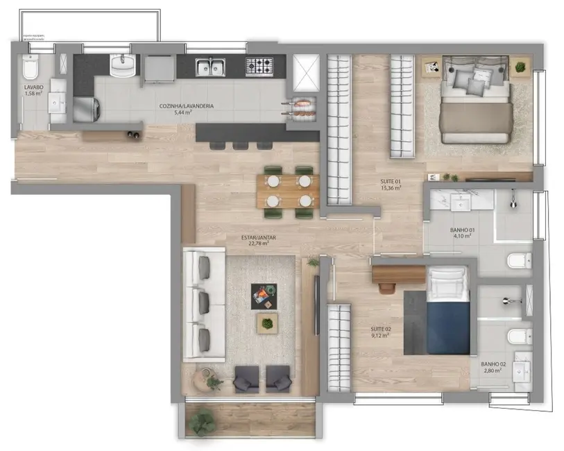 Foto 4 de Apartamento com 2 quartos à venda, 63m2 em Bela Vista, Porto Alegre - RS