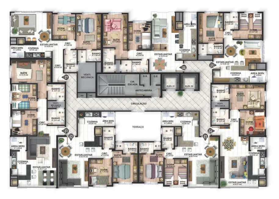 Apartamento com 3 quartos à venda, 117m2 em Capao Da Canoa - RS - imagem 9 Foto 9 de Apartamento com 3 quartos à venda, 117m2 em Capao Da Canoa - RS