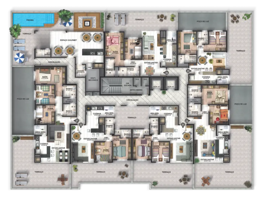 Apartamento com 3 quartos à venda, 117m2 em Capao Da Canoa - RS - imagem 8 Foto 8 de Apartamento com 3 quartos à venda, 117m2 em Capao Da Canoa - RS