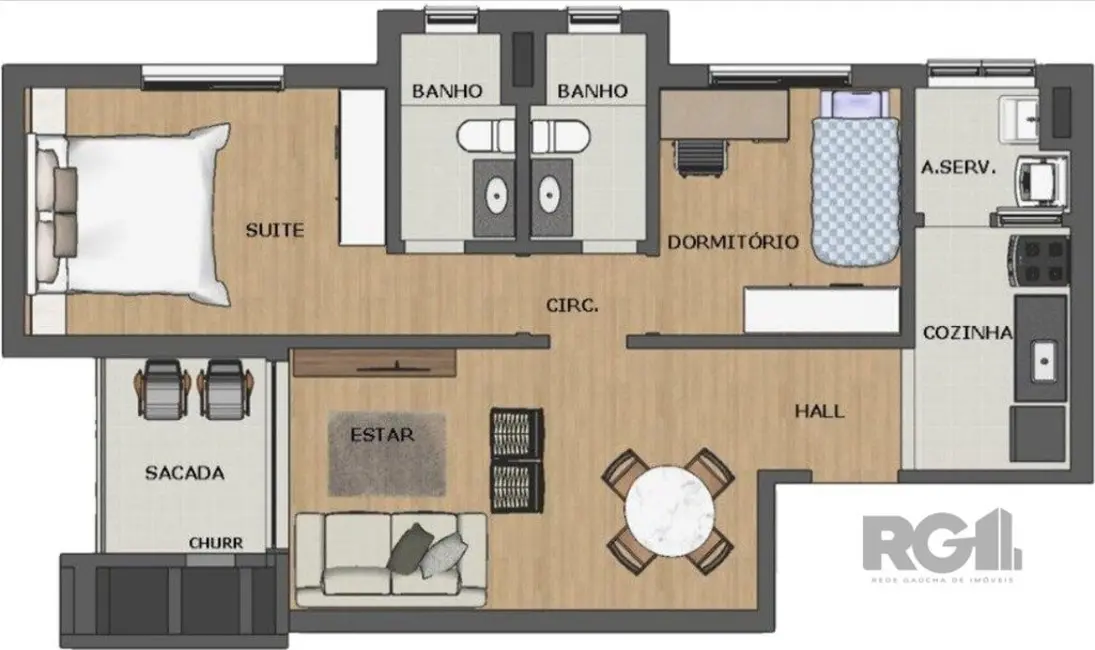 Apartamento com 2 quartos à venda, 67m2 em Menino Deus, Porto Alegre - RS - imagem 6 Foto 6 de Apartamento com 2 quartos à venda, 67m2 em Menino Deus, Porto Alegre - RS