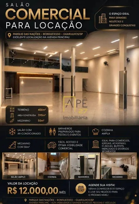 Foto 2 de Sala Comercial para alugar, 400m2 em Parque das Nações, Guarulhos - SP