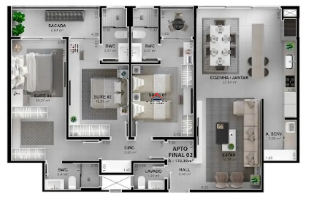 Apartamento com 3 quartos à venda, 135m2 em João Paulo, Florianopolis - SC - imagem 9 Foto 9 de Apartamento com 3 quartos à venda, 135m2 em João Paulo, Florianopolis - SC