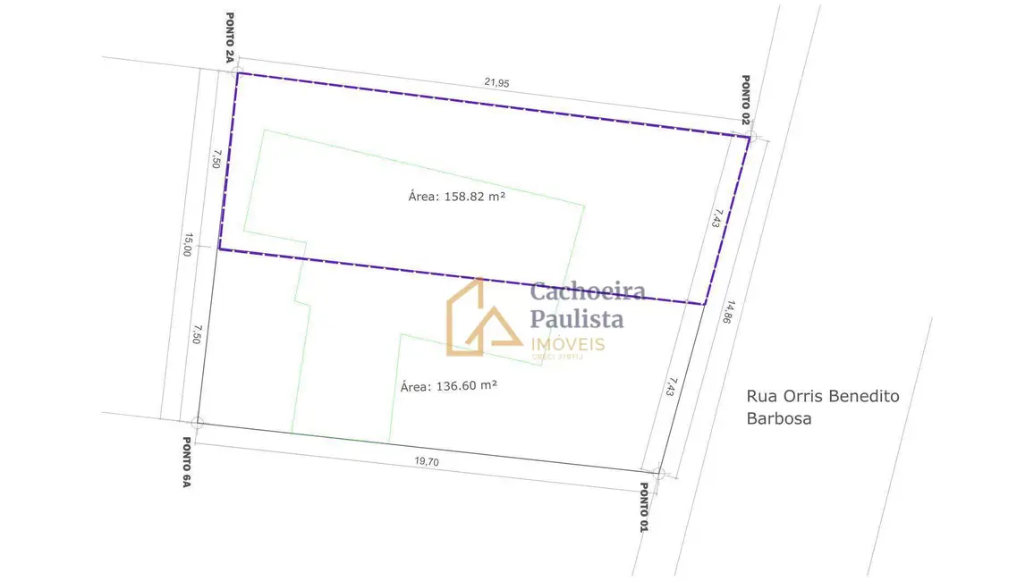 Foto 2 de Terreno / Lote à venda, 158m2 em Cachoeira Paulista - SP