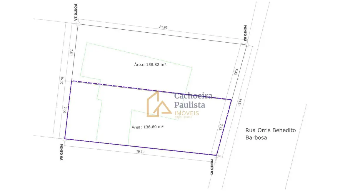 Foto 2 de Terreno / Lote à venda, 136m2 em Cachoeira Paulista - SP