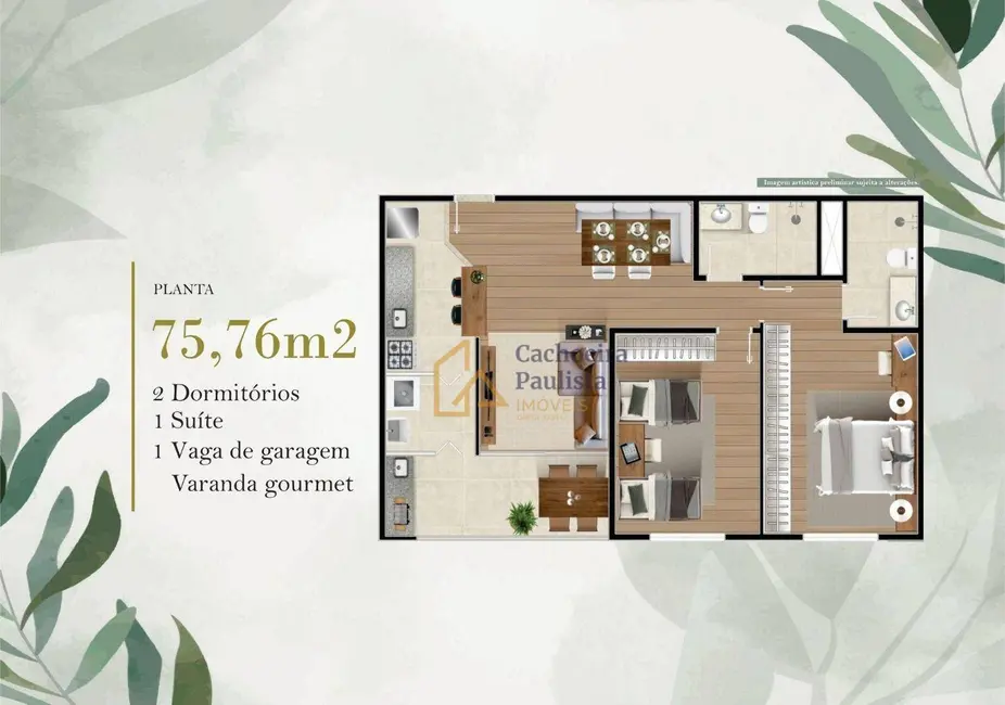 Foto 1 de Apartamento com 2 quartos à venda, 75m2 em Cachoeira Paulista - SP