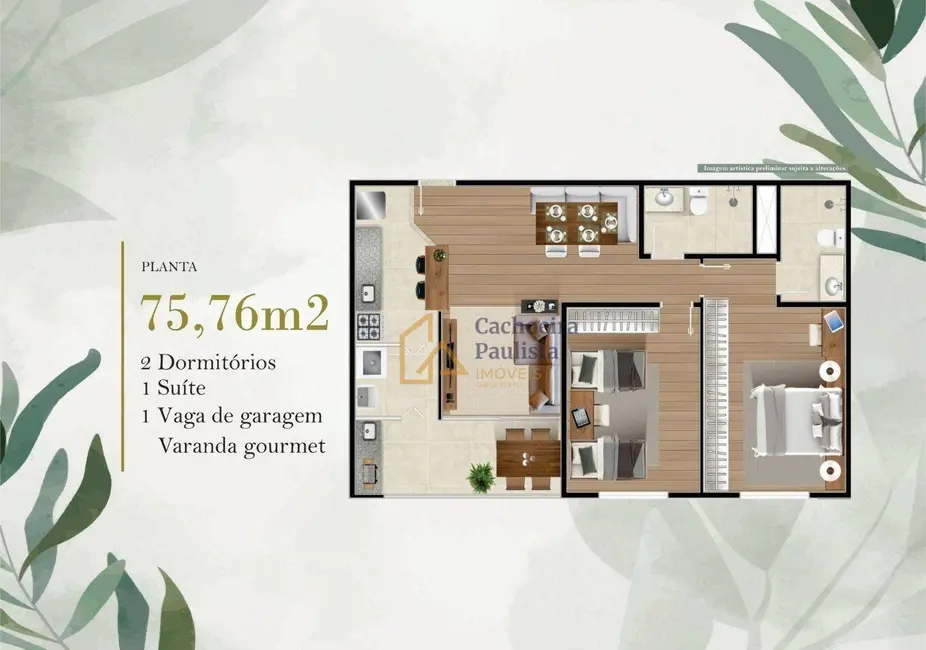 Foto 1 de Apartamento com 2 quartos à venda, 75m2 em Cachoeira Paulista - SP