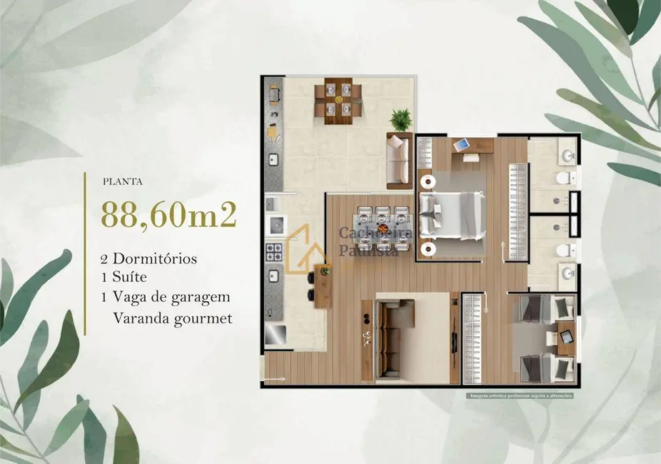 Foto 1 de Apartamento com 2 quartos à venda, 88m2 em Cachoeira Paulista - SP