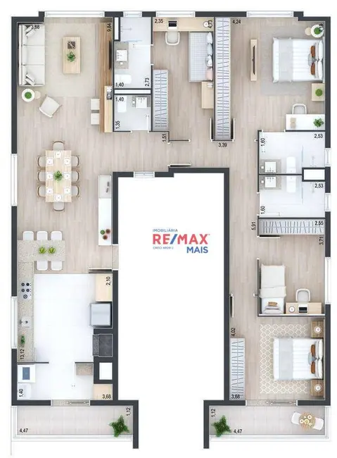 Foto 3 de Apartamento com 3 quartos à venda, 284m2 em Cabral, Curitiba - PR