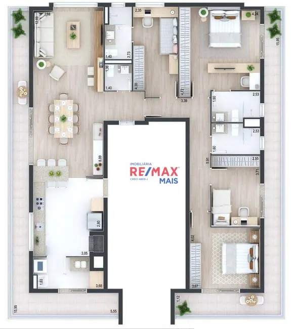 Foto 9 de Apartamento com 3 quartos à venda, 284m2 em Cabral, Curitiba - PR