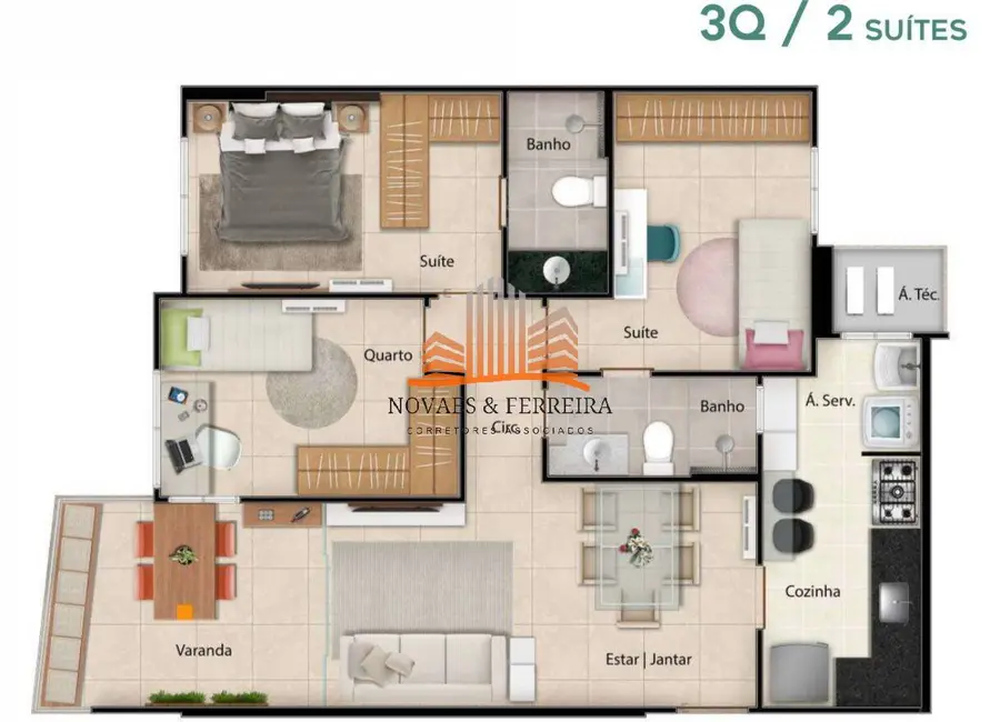 Apartamento com 3 quartos à venda, 80m2 em Praia da Costa, Vila Velha - ES - imagem 9 Foto 9 de Apartamento com 3 quartos à venda, 80m2 em Praia da Costa, Vila Velha - ES