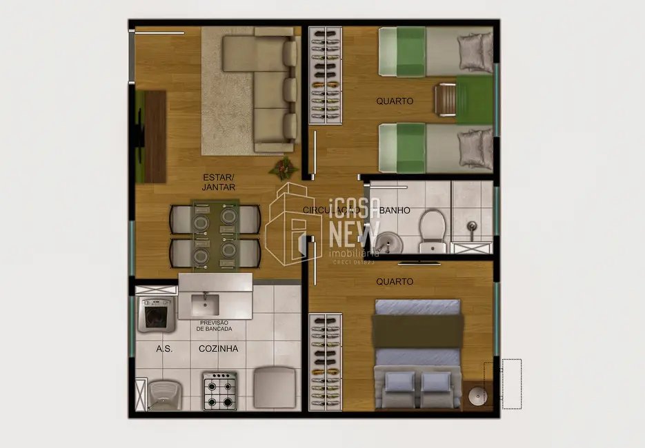 Foto 7 de Apartamento com 2 quartos à venda, 41m2 em Campo de Santana, Curitiba - PR