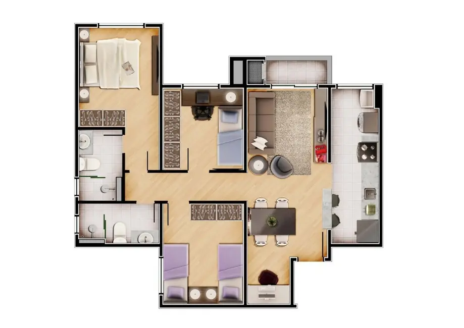 Apartamento com 3 quartos à venda, 68m2 em Cajuru, Curitiba - PR - imagem 7 Foto 7 de Apartamento com 3 quartos à venda, 68m2 em Cajuru, Curitiba - PR